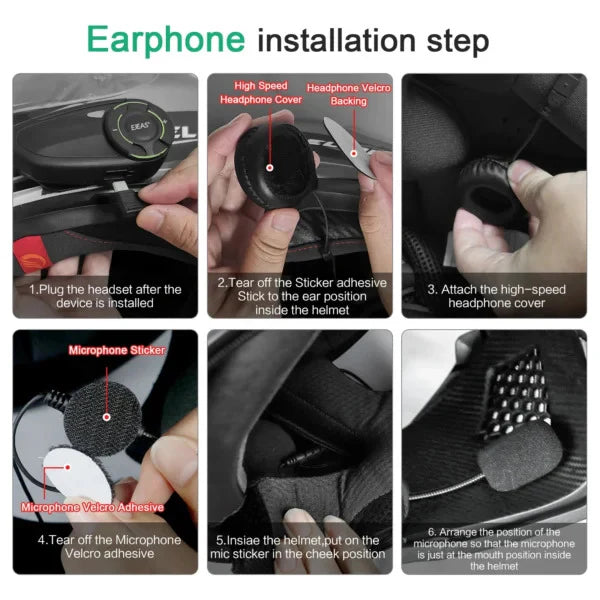 EJEAS Q8 Motorcycle Mesh Intercom | 6 Riders
