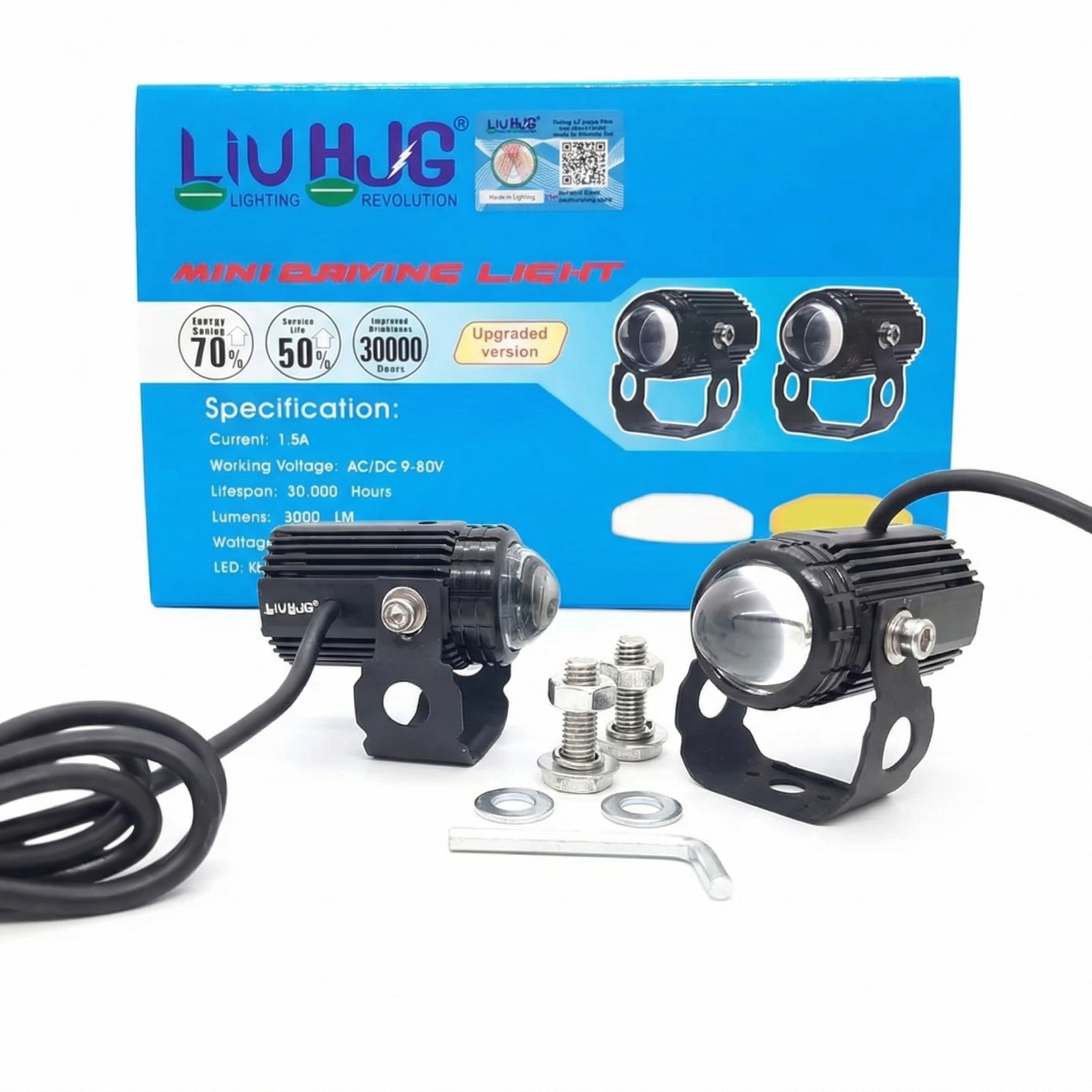 HJG Mini Drive LED 40W Fog Light Dual Color (White & Yellow) 2Pcs