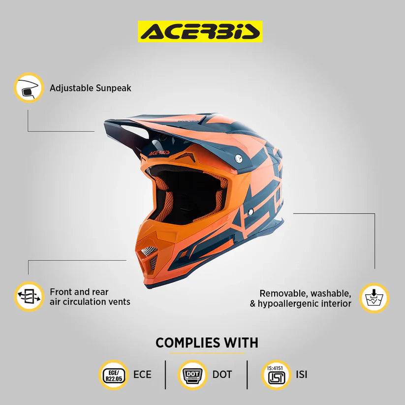 Acerbis Profile 4 Motocross Helmet | Orange Blue