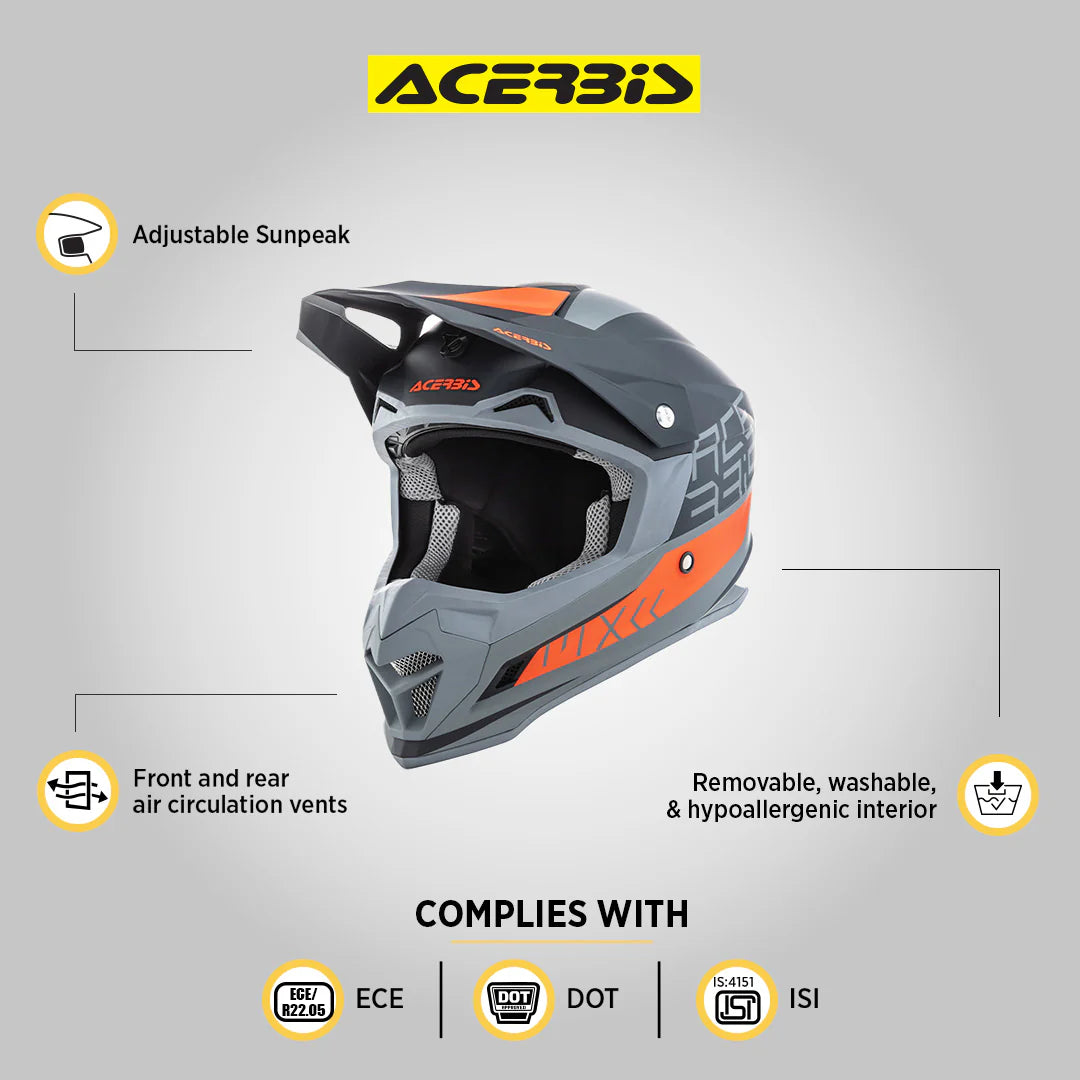Acerbis Profile 4 Motocross Helmet | Grey Orange
